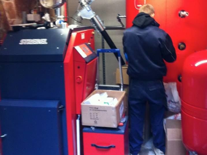 Engineer commissioning a boiler installation