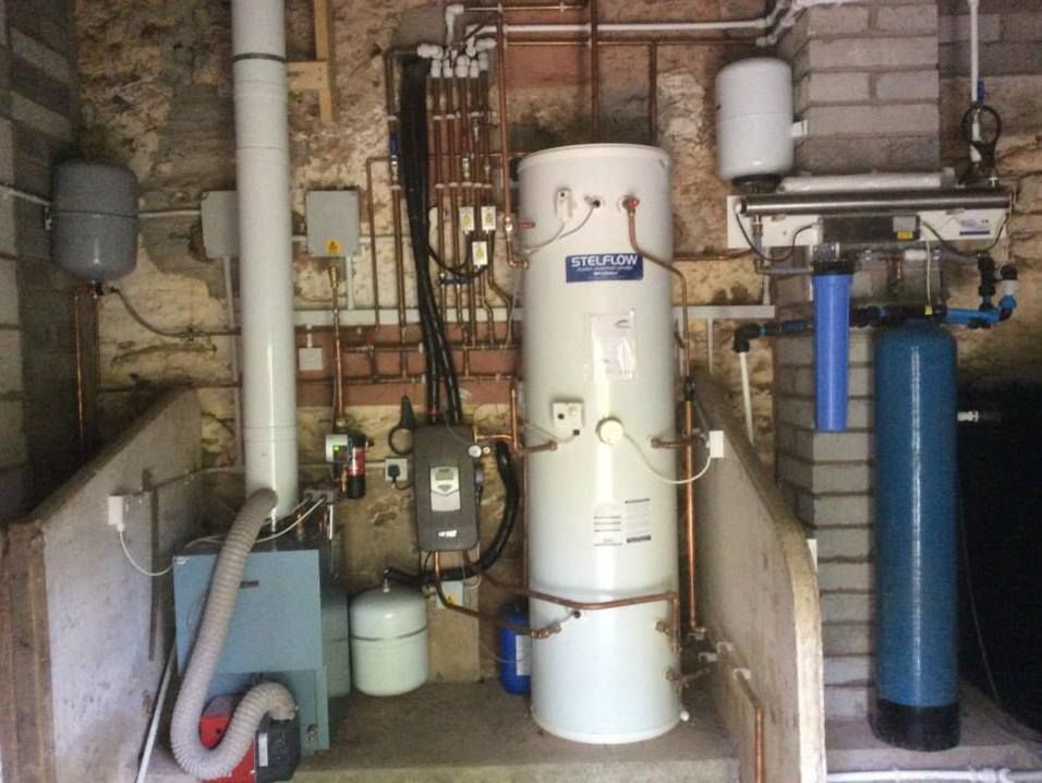 Unvented cylinder and water treatment in a plant room