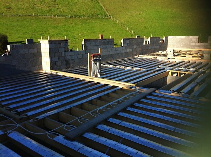 Underfloor heating pipework laid before screeding
